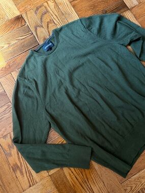 Bonobos Extra Fine Merino Wool Forest Green Crewneck Sweater